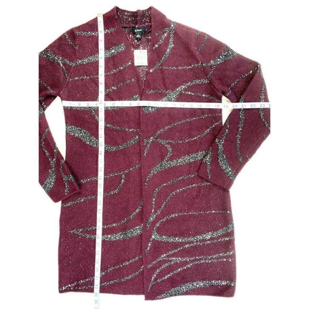 Alfani Cardigan Sweater Small Open-Front Sequins - Picture 4 of 8